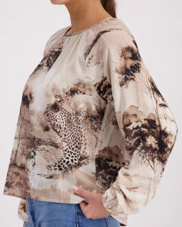 Monari Top lange mouw 410190 - maat 42 Taupe