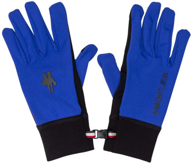 Moncler Blauwe Handschoenen met Logo Patch en Rubberen Inzetstuk Moncler , Blue , Heren - ONE Size