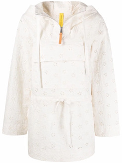 Moncler Broderie Anglaise Cape Jas Moncler , White , Dames - S,Xs