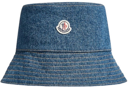 Moncler Denim Bucket Hat Casual Style Moncler , Blue , Dames - M,S