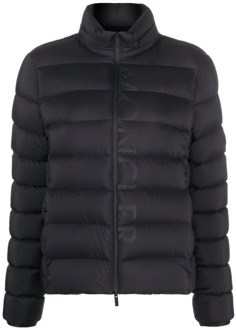 Moncler Gewatteerde jas met bedrukt logo Moncler , Black , Dames