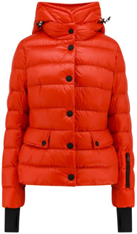 Moncler Gewatteerde jas met kraag en capuchon Moncler , Red , Dames - L,M