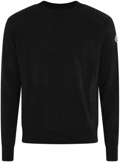 Moncler Heren Crew Neck Sweater Zwart Moncler , Black , Heren - Xl,L