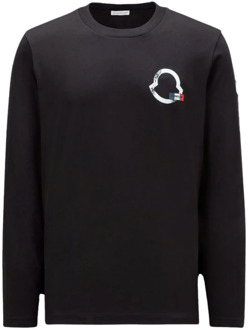 Moncler Heren T-shirt met Lange Mouwen Moncler , Black , Heren - 2XL