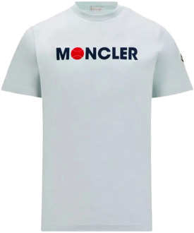 Moncler J1 091 8C00008 829Hp 870C Katoenen T-shirt Moncler , Green , Heren - Xl,L
