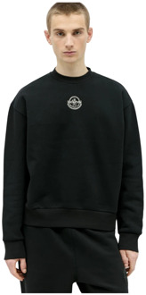 Moncler Katoen Fleece Logo Applique Sweatshirt Moncler , Black , Heren - 2XL