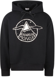 Moncler Katoenen hoodie met logo print Moncler , Black , Heren - Xl,L,M,S