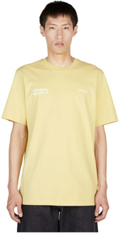 Moncler Katoenen Logo T-Shirt Moncler , Yellow , Heren - 2XL