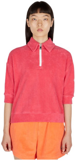 Moncler Katoenen Terry Polo Sweatshirt Moncler , Pink , Dames - XS