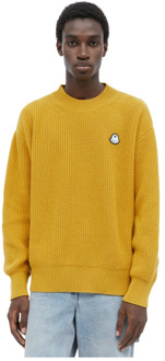 Moncler Klassieke Crew Neck Sweater Moncler , Yellow , Heren - Xl,L,M