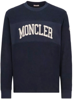 Moncler Klassieke Katoenen Sweatshirt voor Heren Moncler , Blue , Heren - XL