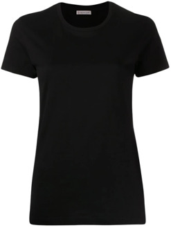 Moncler Klieke Logo T-shirt Moncler , Black , Dames - Xl,L,M,S,Xs