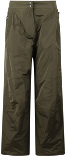 Moncler Lichtgewicht broek met uitlopende pijpen en logo-patch Moncler , Green , Dames - 2XS