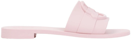 Moncler Lichtroze Rubberen Slide Sandalen Moncler , Pink , Dames - 40 Eu,36 EU