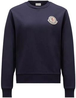 Moncler Logo Patch Sweatshirt Casual Style Moncler , Blue , Dames - L,M,S