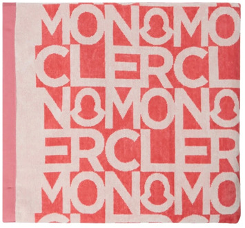 Moncler Luxe Logo Print Strandlaken Moncler , Red , Dames - ONE Size