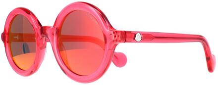 Moncler ML0005 75Z glimmende fuchsia paarse gradiënt gespiegelde zonnebril