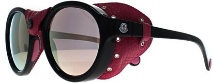 Moncler ML0046 01C glanzend zwart roze rookspiegel zonnebril - maat