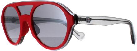 Moncler ML0052 66C glanzend rood en grijs transparant spiegelzonnebril - One Size