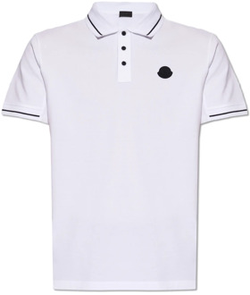 Moncler Polo shirt met logo Moncler , White , Heren - Xl,L,S