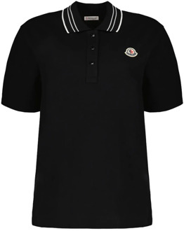 Moncler Polo T-Shirt met Relaxte Pasvorm Moncler , Black , Dames - L,M