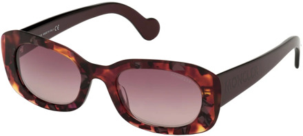 Moncler Rode Havana zonnebril met rode getinte glazen Moncler , Multicolor , Dames - 52 MM