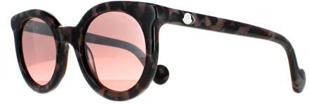 Moncler Ronde Dameskleurige Havana Bordeaux Mirror ML0015 Bruin