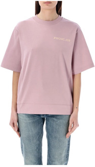 Moncler Roze T-Shirt met Ronde Hals Moncler , Pink , Dames