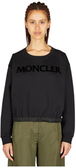 Moncler Sweatshirt met reliëf logo Moncler , Black , Dames - M,S,Xs