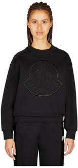 Moncler Sweatshirt met reliëf logo Moncler , Black , Dames - M,Xs