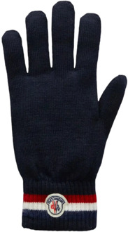 Moncler Tricolor Wollen Handschoenen Navy Moncler , Blue , Heren - XL