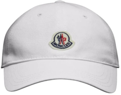Moncler Witte Katoenen Baseballpet met Vilt Logo Moncler , White , Heren - S,One Size