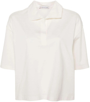 Moncler Witte Katoenen Poloshirt Logo Moncler , White , Dames - M,S