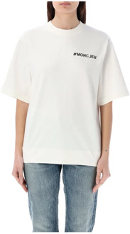 Moncler Witte T-shirt met rubberen logo Moncler , White , Dames - S