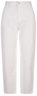 Moncler Witte Vintage Bull Katoenen Jeans Moncler , White , Dames - S,Xs