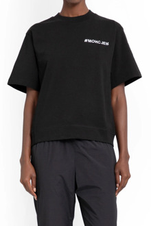 Moncler Zwart Logo T-Shirt met Ronde Hals Moncler , Black , Dames - 2Xl,Xl,M,S,Xs