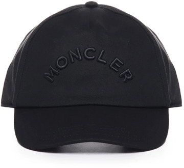 Moncler Zwarte Katoen Elastan Hoed Moncler , Black , Heren - ONE Size