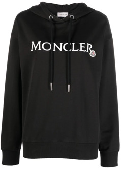 Moncler Zwarte Logo Katoenen Hoodie Sweater Moncler , Black , Dames - L,M,S,Xs