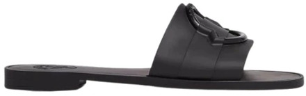 Moncler Zwarte Slide Sandalen met 3D Logo Moncler , Black , Dames - 39 Eu,36 Eu,40 Eu,41 Eu,37 Eu,38 EU