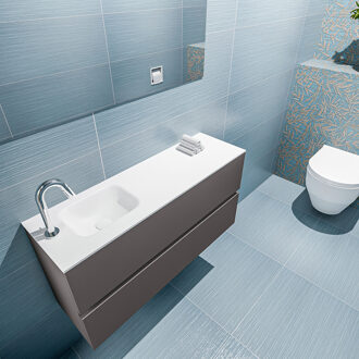 Mondiaz ADA 100cm toiletmeubel dark grey. LEX wastafel talc links 1 kraangat