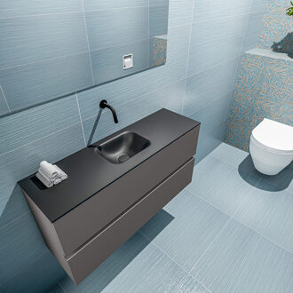 Mondiaz ADA 100cm toiletmeubel dark grey. LEX wastafel urban midden zonder kraangat