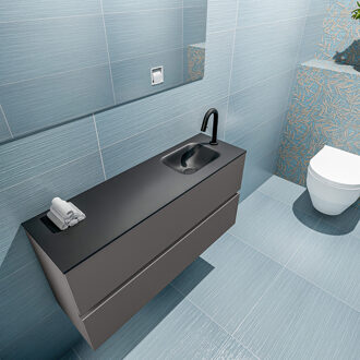 Mondiaz ADA 100cm toiletmeubel dark grey. LEX wastafel urban rechts 1 kraangat