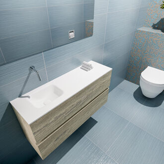 Mondiaz ADA 100cm toiletmeubel light brown grey. LEX wastafel talc links zonder kraangat