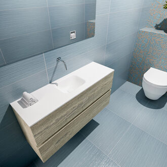 Mondiaz ADA 100cm toiletmeubel light brown grey. LEX wastafel talc midden zonder kraangat