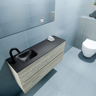 Mondiaz ADA 100cm toiletmeubel light brown grey. LEX wastafel urban links 1 kraangat