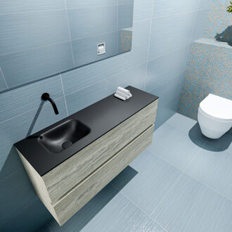 Mondiaz ADA 100cm toiletmeubel light brown grey. LEX wastafel urban links zonder kraangat