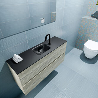 Mondiaz ADA 100cm toiletmeubel light brown grey. LEX wastafel urban midden 1 kraangat