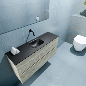 Mondiaz ADA 100cm toiletmeubel light brown grey. LEX wastafel urban midden zonder kraangat