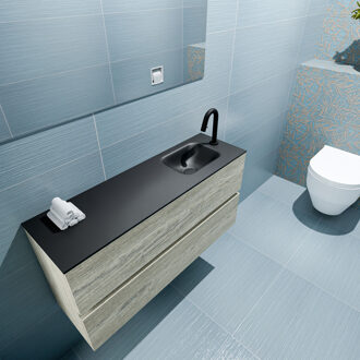 Mondiaz ADA 100cm toiletmeubel light brown grey. LEX wastafel urban rechts 1 kraangat