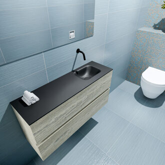 Mondiaz ADA 100cm toiletmeubel light brown grey. LEX wastafel urban rechts zonder kraangat